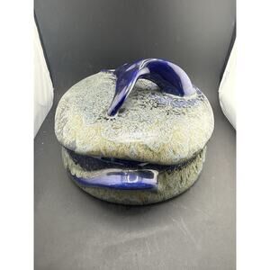 Ronnie’s Ceramic Co San Francisco Hand Painted Art Pottery Dolphin Lidded Dish